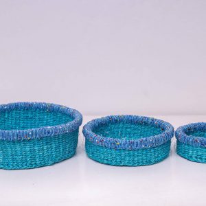 Blue beaded basket Kenya