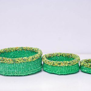 Green beaded baskets