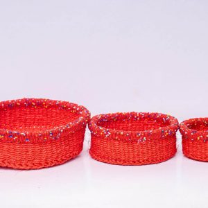 red beaded baskets