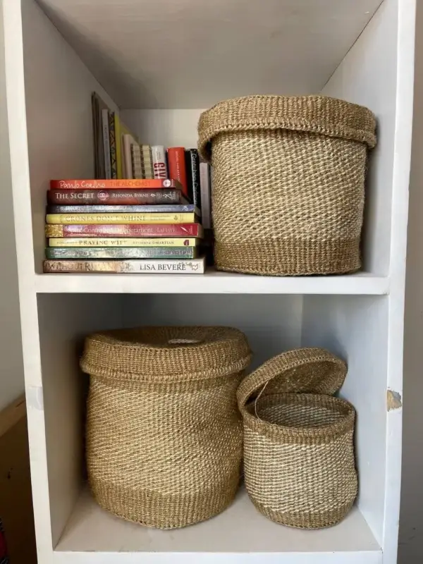 Lidded sisal storage basket